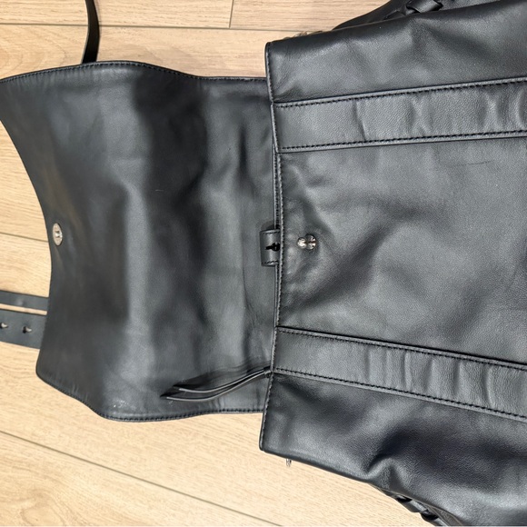 Black leather All Saints Fin Shoulder Backpack - Picture 7 of 11